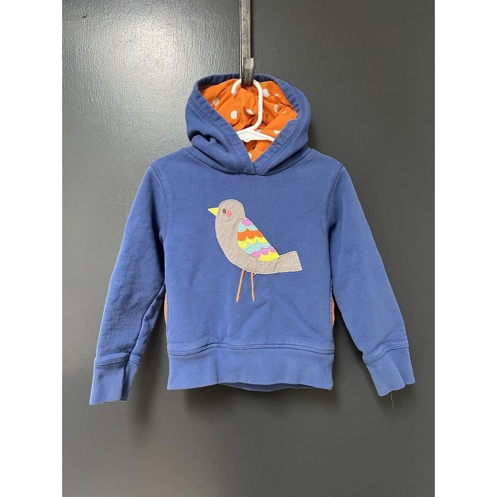 Mini Boden Hoodie Sweatshirt Bird Blue Appliqué Girls Size 4-5Y
